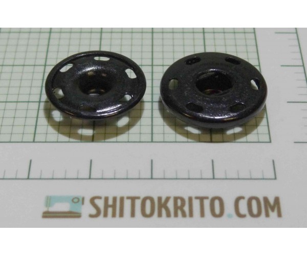Кнопка металл 15 мм (пришивная, матовый, черный)