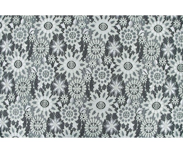 Тканина гіпюр Італія (поліестер 100%, блідий листяний, квіти, шир. 1,40м)