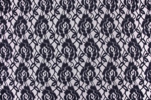 Ткань гипюр Италия (полиэстер 100%, черный, цветы, шир. 1,30 м)