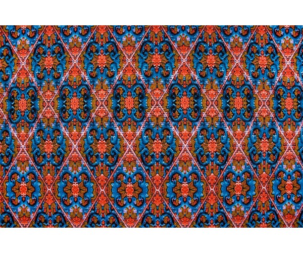 Тканина сатин Італія (котон 90%, еластан 10%, червоно-синій, візерунок, шир. 1,40 м)