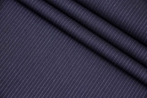 Ткань костюмно-плательная Италия (шерсть 100%, темно-синий, полоски, шир. 1,50 м)