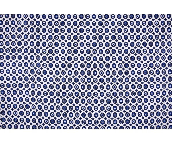 Ткань штапель Италия (вискоза 100%, бело-синий, узор, шир. 1,50 м)