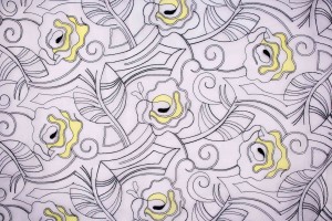 Ткань органза Италия (шелк 100%, белый, вышивка цветы, шир. 1,35 м)