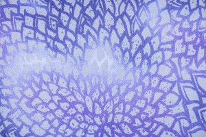 Ткань рогожка Италия (коттон 50%, полиэстер 50%, сиренево-голубой, большие цветы, шир. 1,40 м)