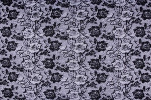 Ткань пальтовая лана Италия (двухслойная, шерсть 100%, серо-черный, цветы, ширина 1,50 м)