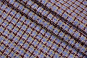 Ткань рогожка Италия (шерсть меринос 100%, голубой, клетка, шир. 1,50 м)