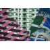 Тканина шифон Італія (креш, шовк 100%, купон 1,5м, бірюзовий перли, абстракція, шир. 1,35 м)