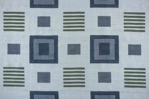 Ткань тафта Италия (шелк 100%, серо-голубой, полоски и квадраты,  шир. 1,40 м)