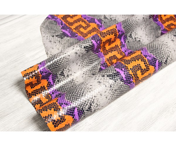 Шкіра опоек Італія (різнокольоровий на сірій основі, штамп під пітона) Шкіра опоек Італія (різнокольоровий на сірій основі, штамп під пітона)