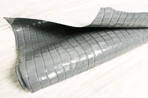 Кожа КРС Италия (серо-голубой, глянец, плотная, штамп под крокодил, животик)