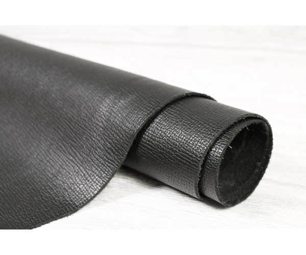 Кожа КРС Италия (черный, полуматовая, мягкая,  фактура)