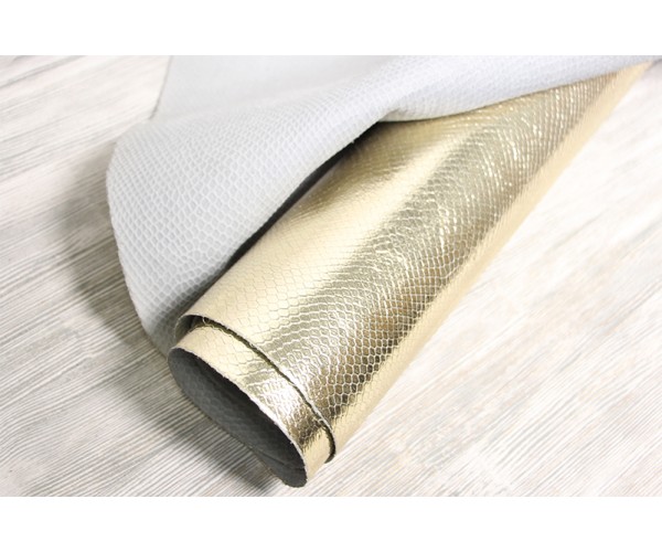 Шкіра ВРХ Італія (жовте золото,штамп змії, дзеркало)