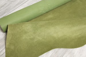 Шкіра опоек Італія (зелене яблуко, м'який, велюр)