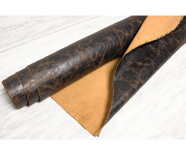 Шкіра ВРХ Італія (коричнева, вінтажна, м'яка, напівмат, )