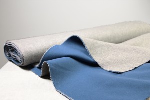 Тканина пальтова bicolor сіра/блакитна ( шерсть 10%, кашемір 90%, діагональ, шир. 1,55 м, залишок 2,4м)