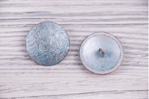 Пуговица Италия (на ножке, винтаж, серебряно-голубой, никель, 2.8 см)