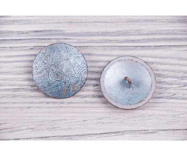 Гудзик Італія (на ніжці, вінтаж, срібно-блакитний, нікель, 2.8 см) 