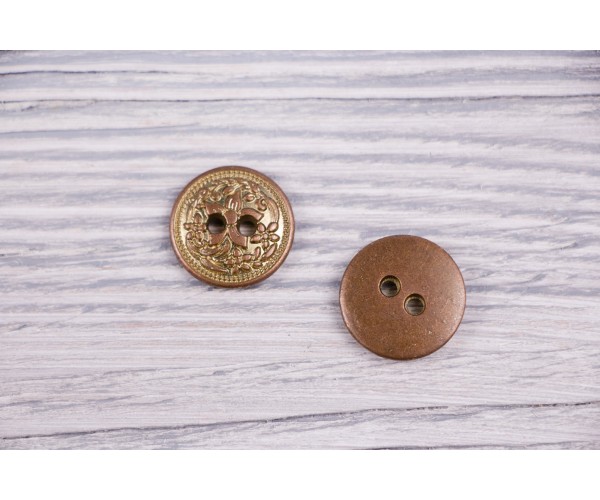 Пуговица Италия (винтаж, коричнево-золотой, никель, 1.8 см)