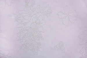 Ткань сатин Италия (коттон 80%, эластан 20%, молочный, вышивка цветы, шир. 1,50 м)