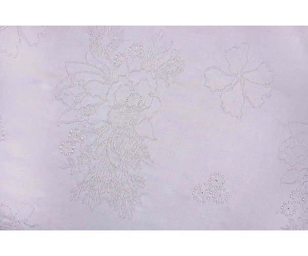 Ткань сатин Италия (коттон 80%, эластан 20%, молочный, вышивка цветы, шир. 1,50 м)
