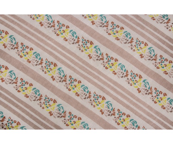 Ткань шифон Италия (шелк 80%, вискоза 20%, песочный, цветы, полоски, шир. 1,30 м)