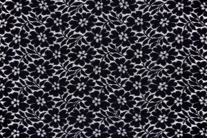 Тканина гіпюр Італія (котон 100%, чорний, квіти, шир. 0,9м)