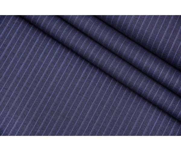 Тканина костюмно-плательна Італія (вовна 100%, синьо-чорна, смужки, шир. 1,60 м)