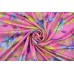 Тканина атласний шовк Італія (поліестер 100%, рожевий, квіти, шир. 1,40 м)
