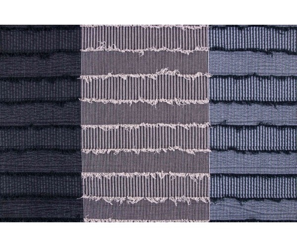Ткань коттон Италия (коттон 60%, полиэстер 40%, серо-голубой, полоски-бахрома, шир. 1,40 м)