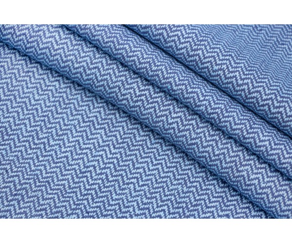 Ткань костюмно-плательная Италия (коттон 100%, голубой, елочка, шир. 1,40 м)