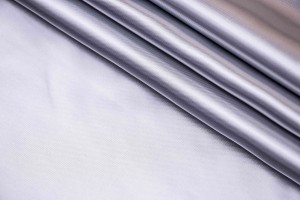 Ткань подкладочная Италия (атласная, сатиновое переплетение, полиэстер 100%, светло-серый, ширина 1,50 м)