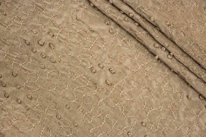 Ткань чесуча Италия (шелк 100%, вышивка, песочный, шир. 1,40 м)