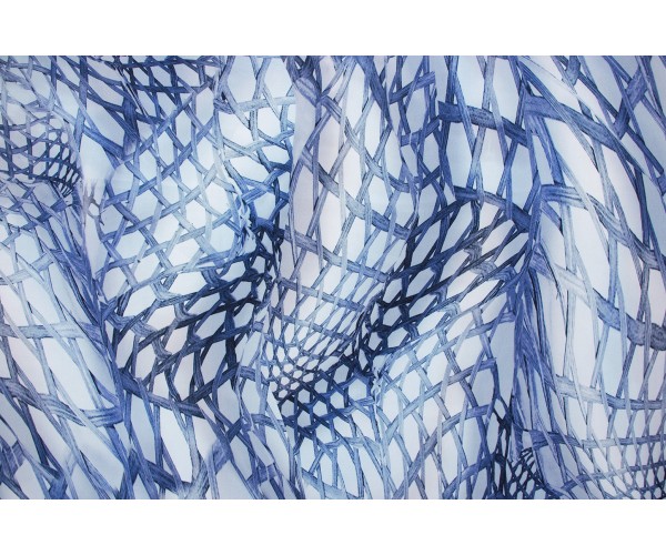Тканина крепдешин Італія (шовк 100%, синьо-блакитний, сітка, шир. 1,35 м)