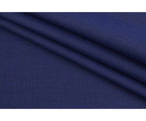 Тканина костюмно-плательна Італія (вовна 100%, синій, клітина, шир. 1,60 м)
