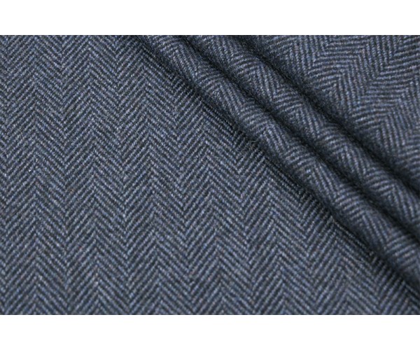 Ткань кашемир Италия (кашемир 100%, темно-синий, елочка, шир. 1,50 м)