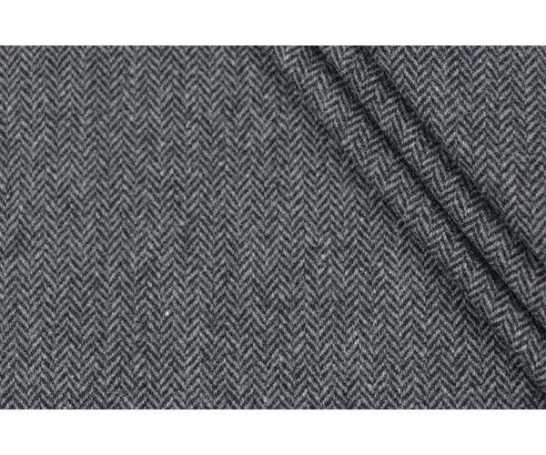 Тканина костюмна (вовна 100%, темно-сіра, ялинка, шир. 1,50 м)