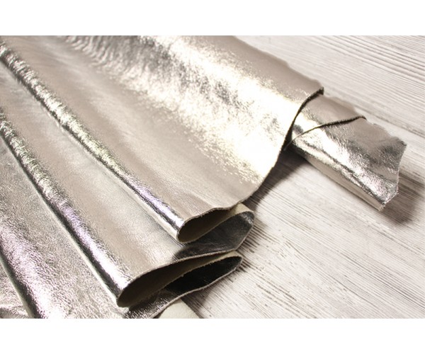 Кожа КРС Италия (серебро, фактура, мягкая)