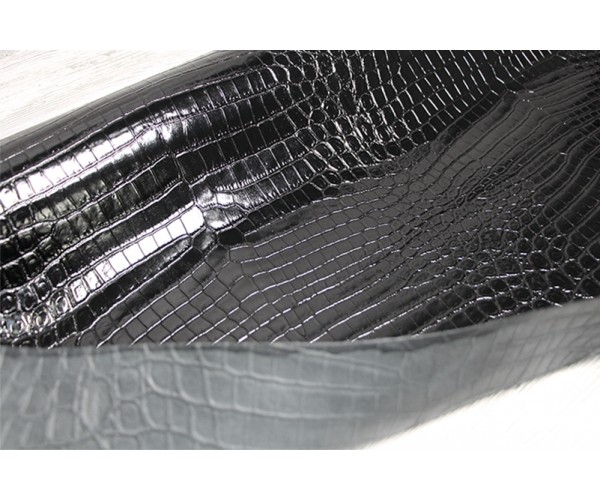 Кожа КРС Италия (черый, глянец, штамп под крокодил)