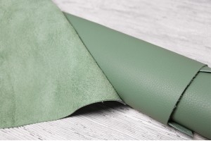 Кожа КРС Италия (зеленый базилик, мягкая, матовая, фактурная, натуральная разбивка)