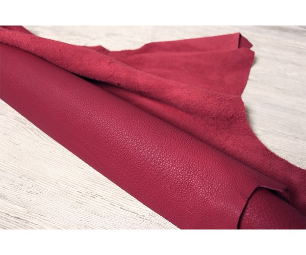 Кожа КРС Италия (красный помидор, фактурная, матовая, натуральной розбивки, мягкая)
