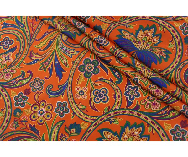 Тканина плащівка Ralph Lauren (поліестер 100%, помаранчева, вензеля, шир. 1,50 м)