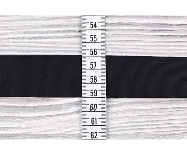 Репсовая лента Италия (коттон 100%, черный, шир. 3 см)