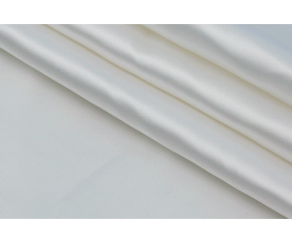 Ткань атласный шелк Италия (шелк 100%, белый, ширина 1,40 м)