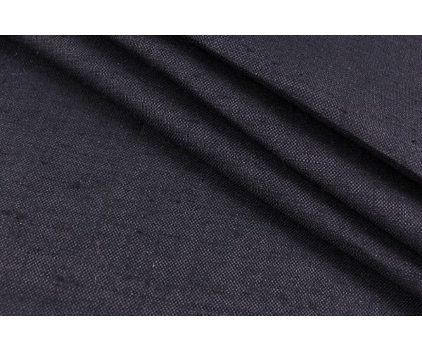 Тканина костюмний дикий шовк Італія (шовк 50%, льон 50%, чорний, шир. 1.40 м)