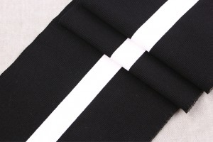  Резинка дов'яз Італія (коттон 100%, чорний із білою смужкою, довж. 0,80 м, шир. 15 cм)
