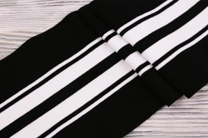  Резинка дов'яз Італія (коттон 100%, чорний із білими смужками, довж. 0,65 м, шир. 15 cм)