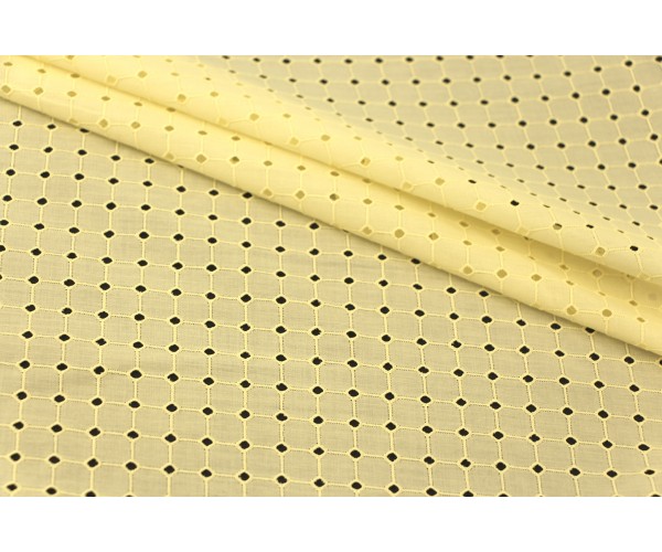  Тканина прошва Італія (котон 100%, лимонний, квадрати, шир. 1,40 м)