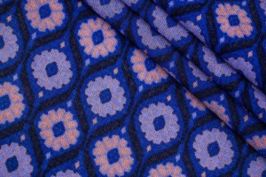 Ткань костюмно-плательная шерсть Италия (шерсть 100%, ярко-синий, узор, шир. 1,50 м)