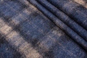 Ткань валяная шерсть Италия (шерсть 50%, полиакрил 50%, синий, клетка, шир. 1,50 м)