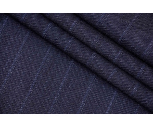 Ткань костюмно-плательная Италия (шерсть 100%, темно-синий, полоски, шир. 1,55 м)